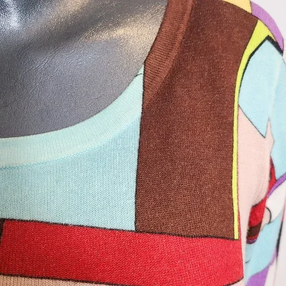 Emilio Pucci Iride Print Silk/Cotton Sweater Pullover Top - Size: 38 - Picture 5 of 16